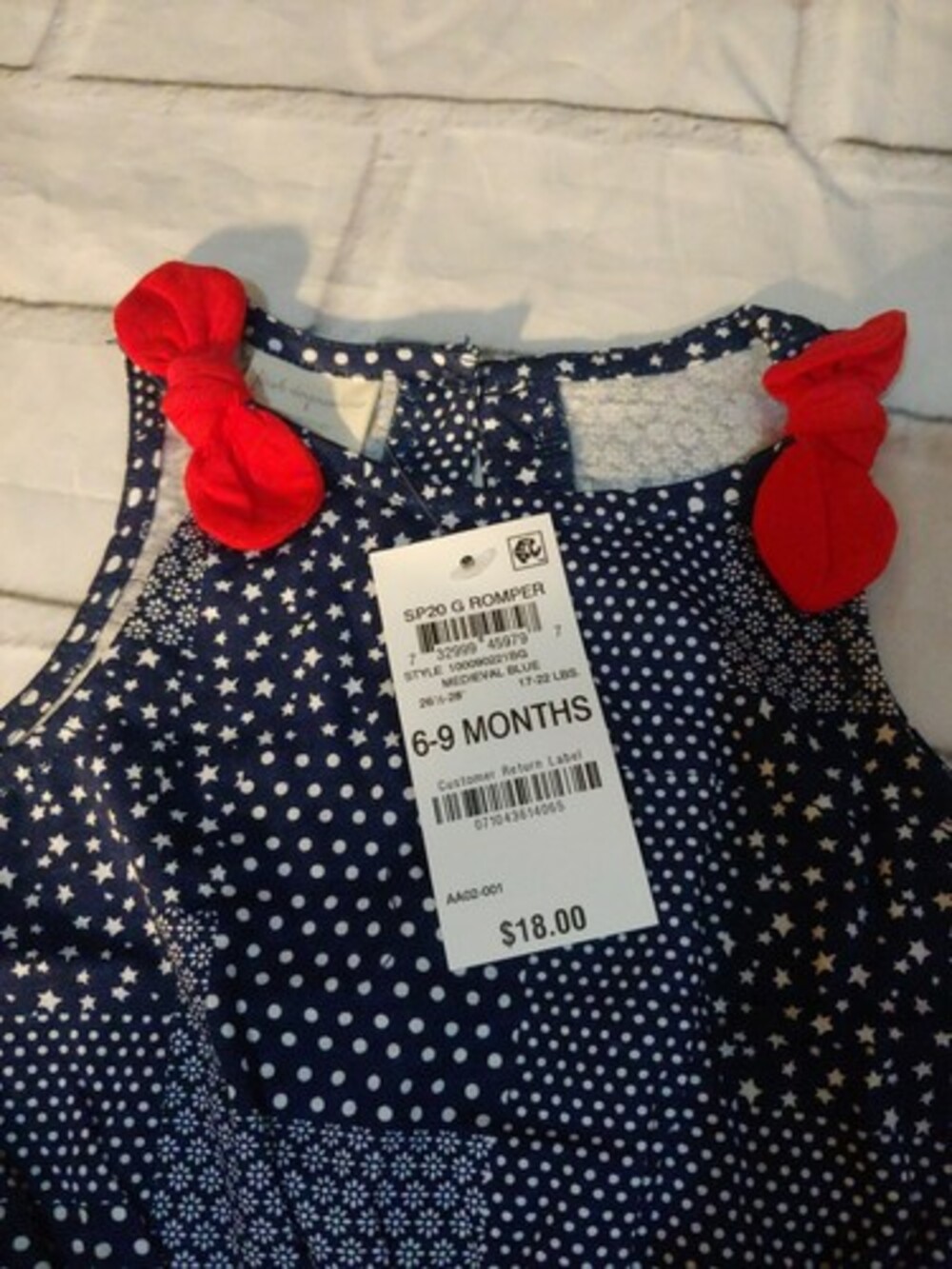 First Impressions Baby Girls blue star Print Cotton Romper 6-9 Month - Picture 3 of 4